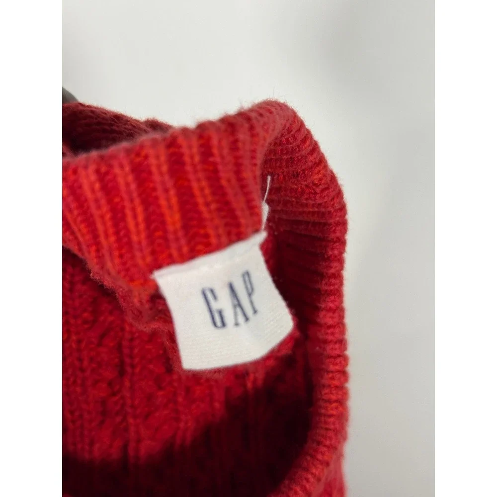 Gap Red Cable Knit Sweater Mens Medium Crew Neck Raglan Long Sleeve Pullover